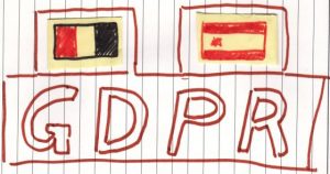 GDPR block with two smalls blocks on top: Belgian privacy law and Spanish Privacy Law