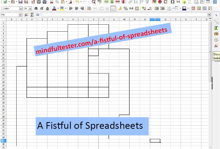 A spreadsheet with the image of a fist. Showing texts “A Fistful of Spreadsheets” and “mindfultester.com/a-fistful-of-spreadsheets”!